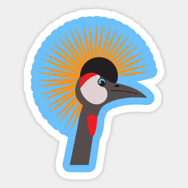 Grey Crowned Crane African Bird Portrait 2 Sticker by oknoki